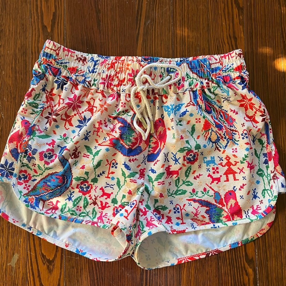 Zimmermann Colorful Peacock Resort wear shorts